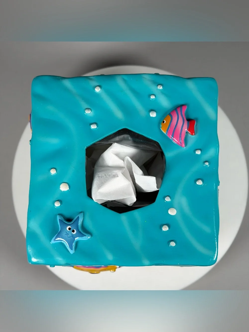 Kids Underwater 3D Sea Creature Resin Tissue Box Cover Ocean Fish Turtle Crab